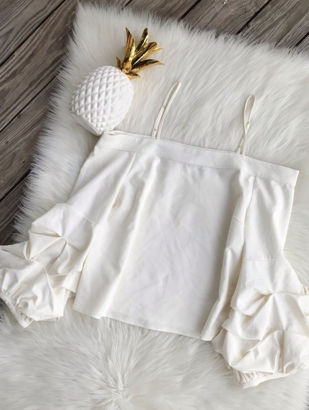 INA Cold Shoulder Coquette Puff Sleeve Blouse